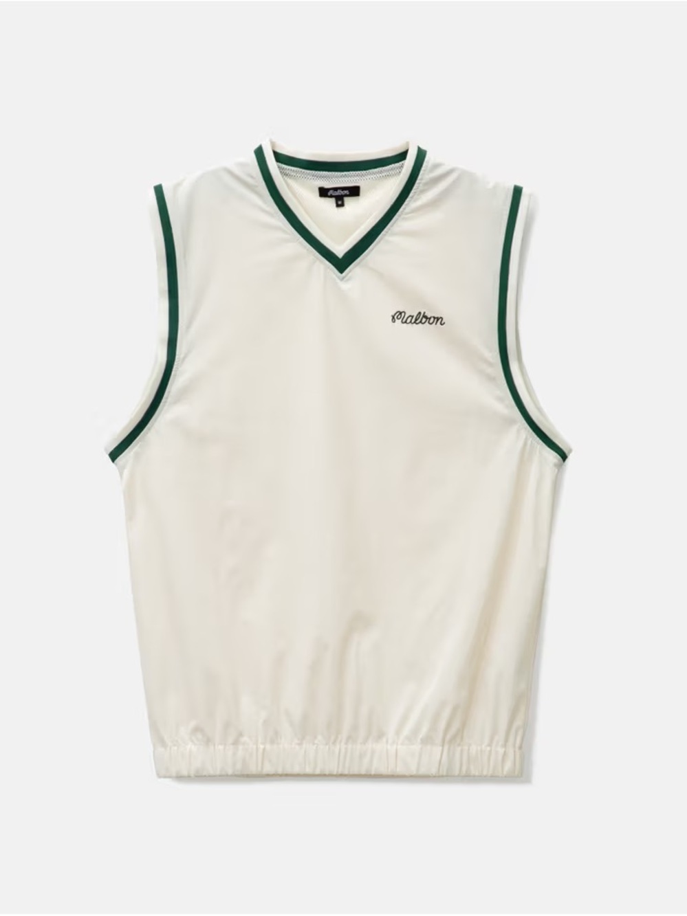 Malbon Evergreen Vest L Cream with Green Trim